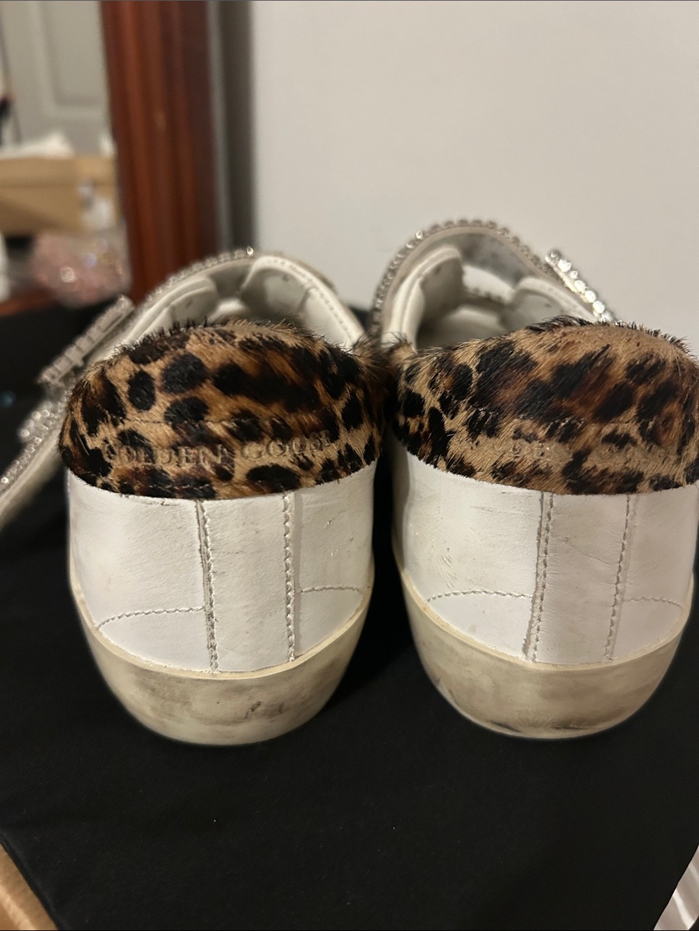 Golden Goose Limited White Edition Strap Women's Sneakers with Leopard Collar - Picture 3 of 9